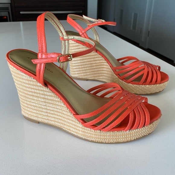 Ann Taylor Wedge Sandal, Cinnamon Orange - Picture 2 of 9